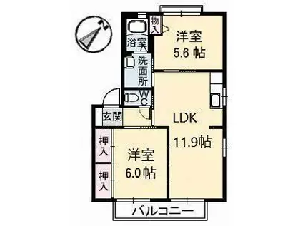 シャーメゾンボヌール III番館(2LDK/2階)の間取り写真