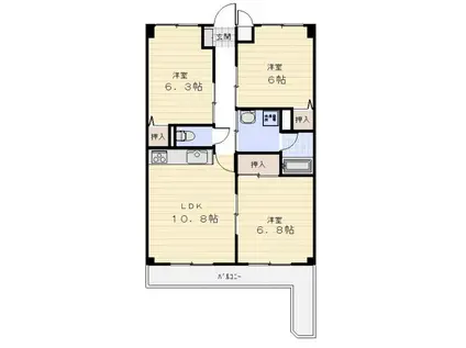 サンパレス(3LDK/4階)の間取り写真