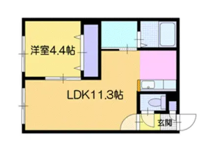 レジデンス南郷通16丁目北 A(1LDK/4階)の間取り写真