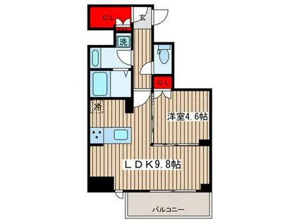 シェフルール新御徒町II(1LDK/6階)の間取り写真
