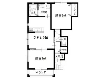 ルネス吉岡45号地(2DK/1階)の間取り写真