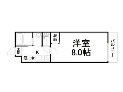 フォルトゥーナ広隆寺(1K/3階)の間取り写真