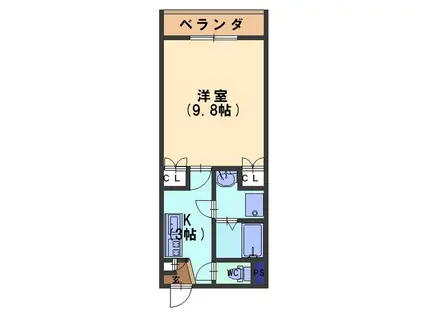 ブランシェ(1K/2階)の間取り写真