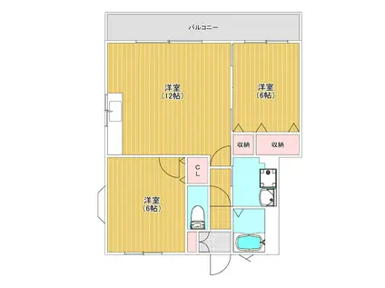 仲畑4丁目アパート (2LDK/1階)の間取り写真