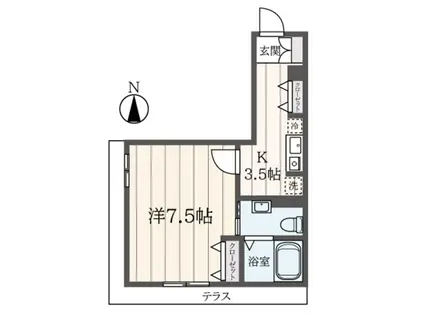 フラット高田(1K/1階)の間取り写真
