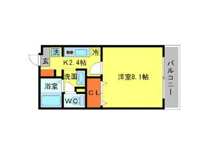 キオラ上穂(1K/1階)の間取り写真