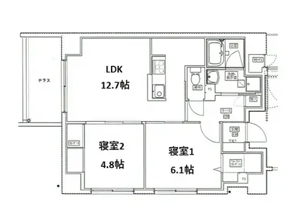 山崎マンション16(2LDK/4階)の間取り写真
