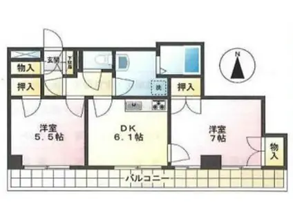 バトラーM バトラーM(2DK/4階)の間取り写真