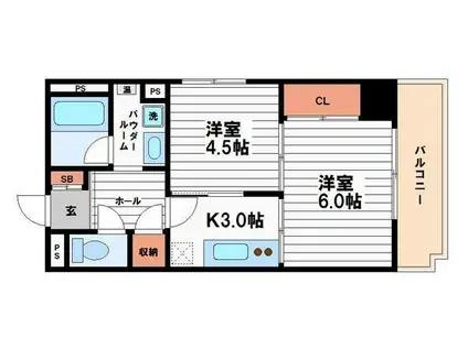 シティコープマーキュリー(2K/6階)の間取り写真