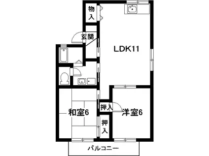 CHATEAUDEパル三軒(2LDK/2階)の間取り写真