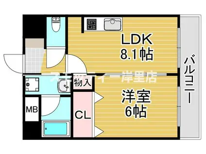 ラピスラズリ(1LDK/6階)の間取り写真