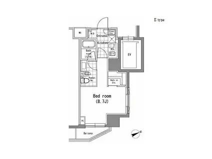 パークハビオ新橋(1K/11階)の間取り写真