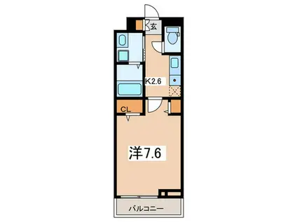 ラ・セラ・ボヌール(1K/2階)の間取り写真