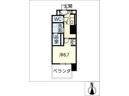 ジョイフル岐阜駅 カーサ・イースト(1K/19階)の間取り写真