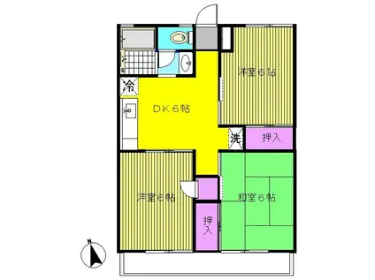 スカイハイム・ドシダB棟(3DK/2階)の間取り写真