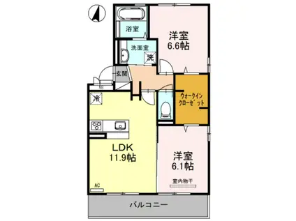 オーヴェスト(2LDK/2階)の間取り写真