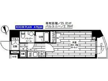 グランドコンシェルジュ広尾(1K/2階)の間取り写真