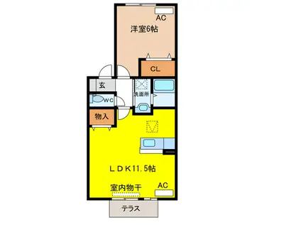 リビングタウン南塚(1LDK/2階)の間取り写真
