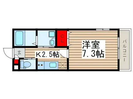 ルージェ薬円台(1K/2階)の間取り写真