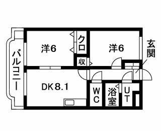 ユーミージェイズ(2DK/3階)の間取り写真