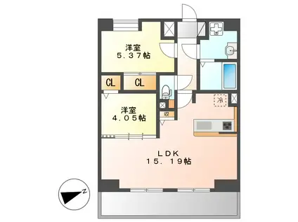 アプリーレ千代田(2LDK/12階)の間取り写真