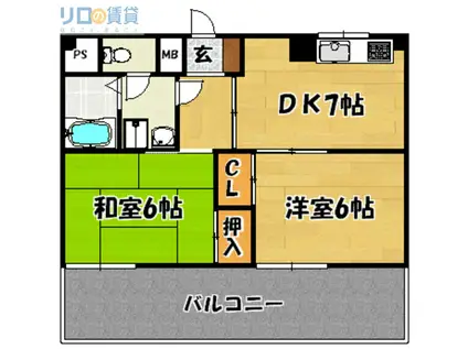 メゾンラメール(2DK/7階)の間取り写真