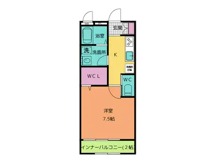 近鉄名古屋線 津新町駅 徒歩6分 2階建 築3年(1K/1階)の間取り写真