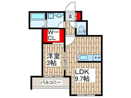 クラリス越谷(1LDK/3階)の間取り写真