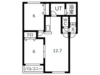 グランボヌールII(2LDK/2階)の間取り写真