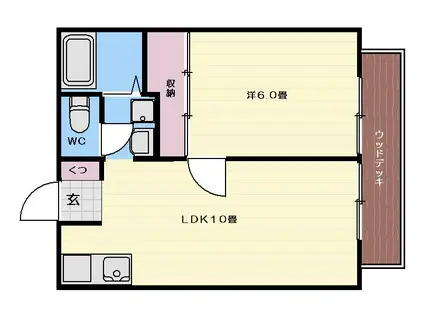 永吉ハイツ(1LDK/1階)の間取り写真