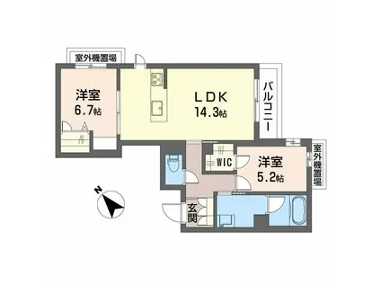 シャーメゾン アプリクス(2LDK/2階)の間取り写真