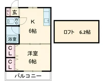アクセスコートV(1DK/2階)の間取り写真