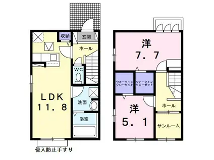 セレサ舞子(2LDK/1階)の間取り写真