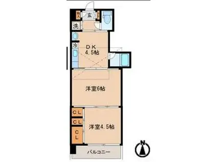 クレスト連坊(2DK/1階)の間取り写真