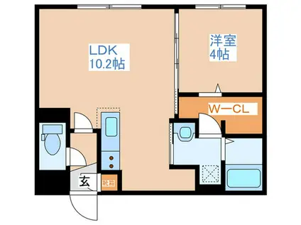 コンソラチュール札幌駅東(1LDK/2階)の間取り写真