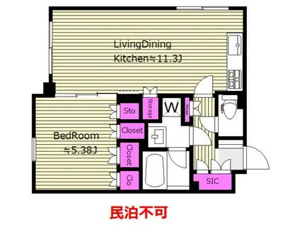  礼敷ゼロゼロ REVERESIDENCE初台 U(1LDK/3階)の間取り写真