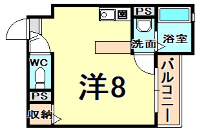 ディーシモンズ(ワンルーム/2階)の間取り写真