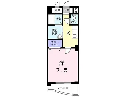 ドゥーフェリーチェ(1K/3階)の間取り写真