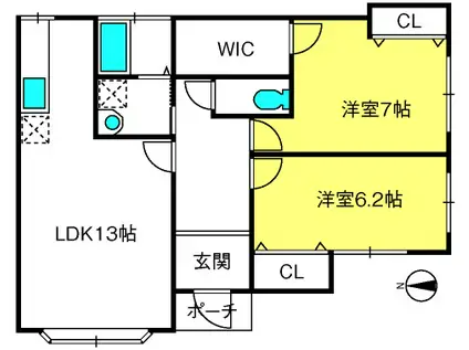 ソフィア(2LDK/1階)の間取り写真