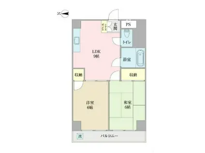 グランドール佐久間(2LDK/4階)の間取り写真