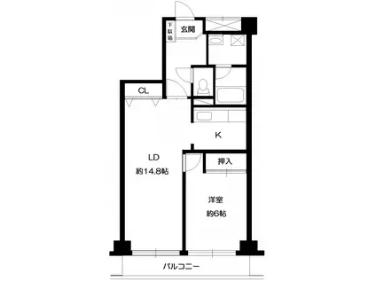 グローリーハイツNO2(1LDK/6階)の間取り写真
