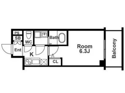 エスリード新北野グランリンク(1K/6階)の間取り写真