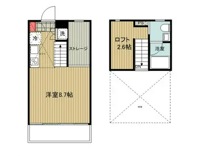 ドゥーエ新丸子(ワンルーム/4階)の間取り写真