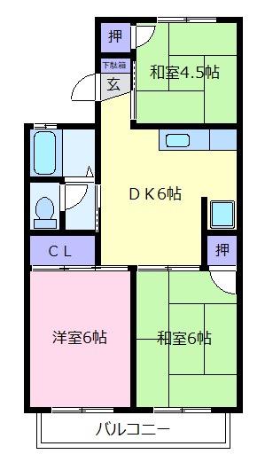 セジュール ナカノ(3DK/2階)の間取り写真