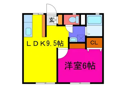 長田ハイツ(1LDK/1階)の間取り写真