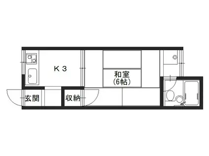 京屋ハイツ(1K/2階)の間取り写真