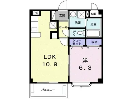 ベル・ソレイユA(1LDK/2階)の間取り写真