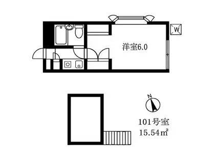 習志野JKハイツ(1K/1階)の間取り写真