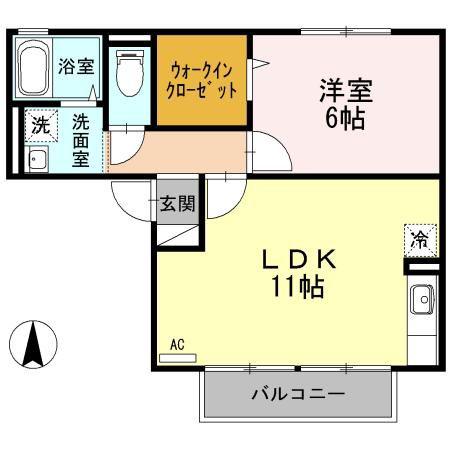ロイヤルビレッジYS VI(1LDK/1階)の間取り写真