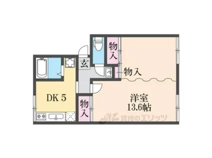 バウハウスⅡ(1DK/2階)の間取り写真